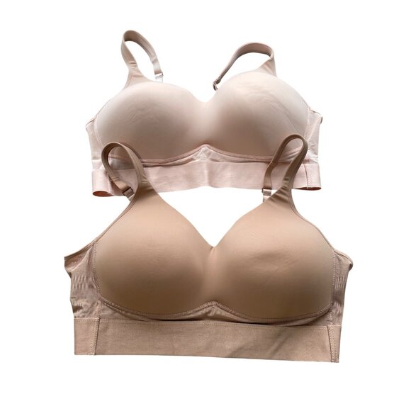 Rhonda Shear 2Pk Molded Cup Bra with Wrap Back Size 1X Pink Beige Intimate 648.7 - Picture 2 of 10